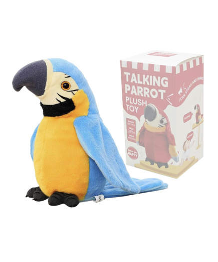 Talking Plush Parrot Blue and Gold Macaw Interactive Toy